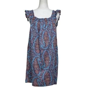 J. Crew Nautical Pattern Paisley Mini Dress 100% Cotton, Size Small